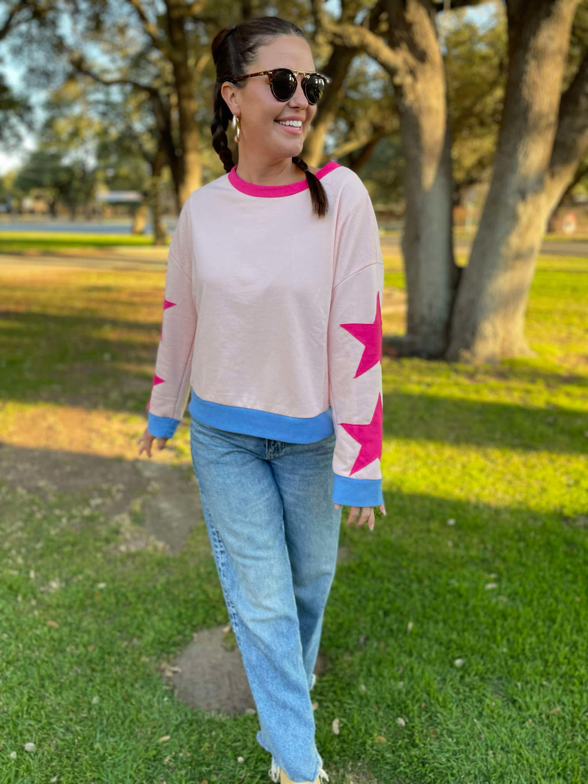 Lucky Star Sweatshirt in Three Colors-Womens-Stay Foxy Boutique, Florissant, Missouri