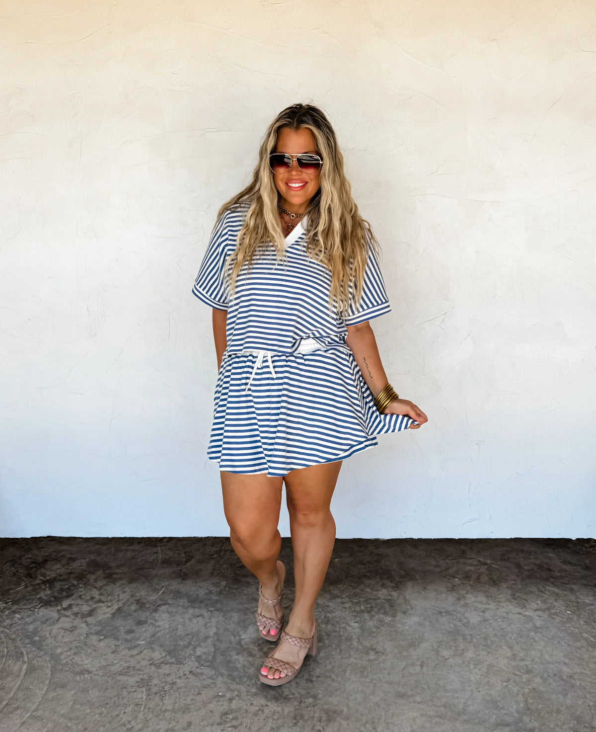 PREORDER: Harbor Stripe Skort Set in Two Colors-Womens-Stay Foxy Boutique, Florissant, Missouri