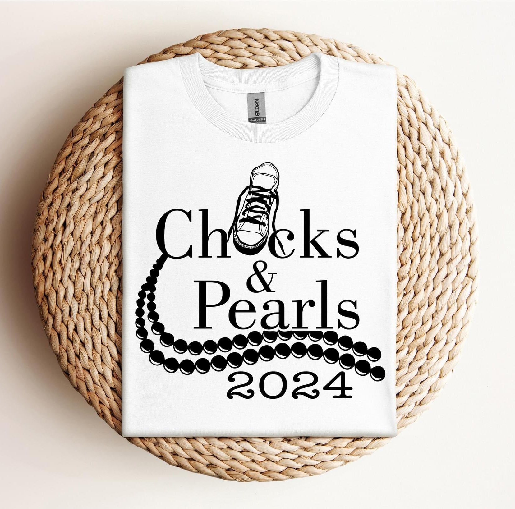 Chucks and Pearls Black Graphic T shirt-Graphic T-Stay Foxy Boutique, Florissant, Missouri