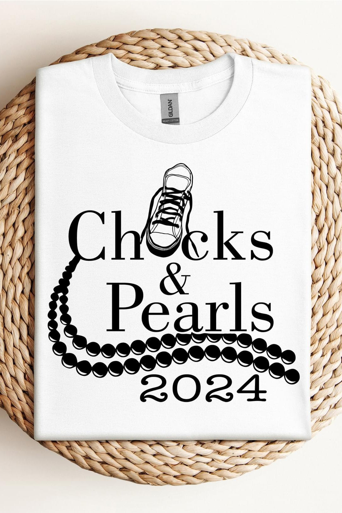 Chucks and Pearls Black Graphic T shirt-Graphic T-Stay Foxy Boutique, Florissant, Missouri
