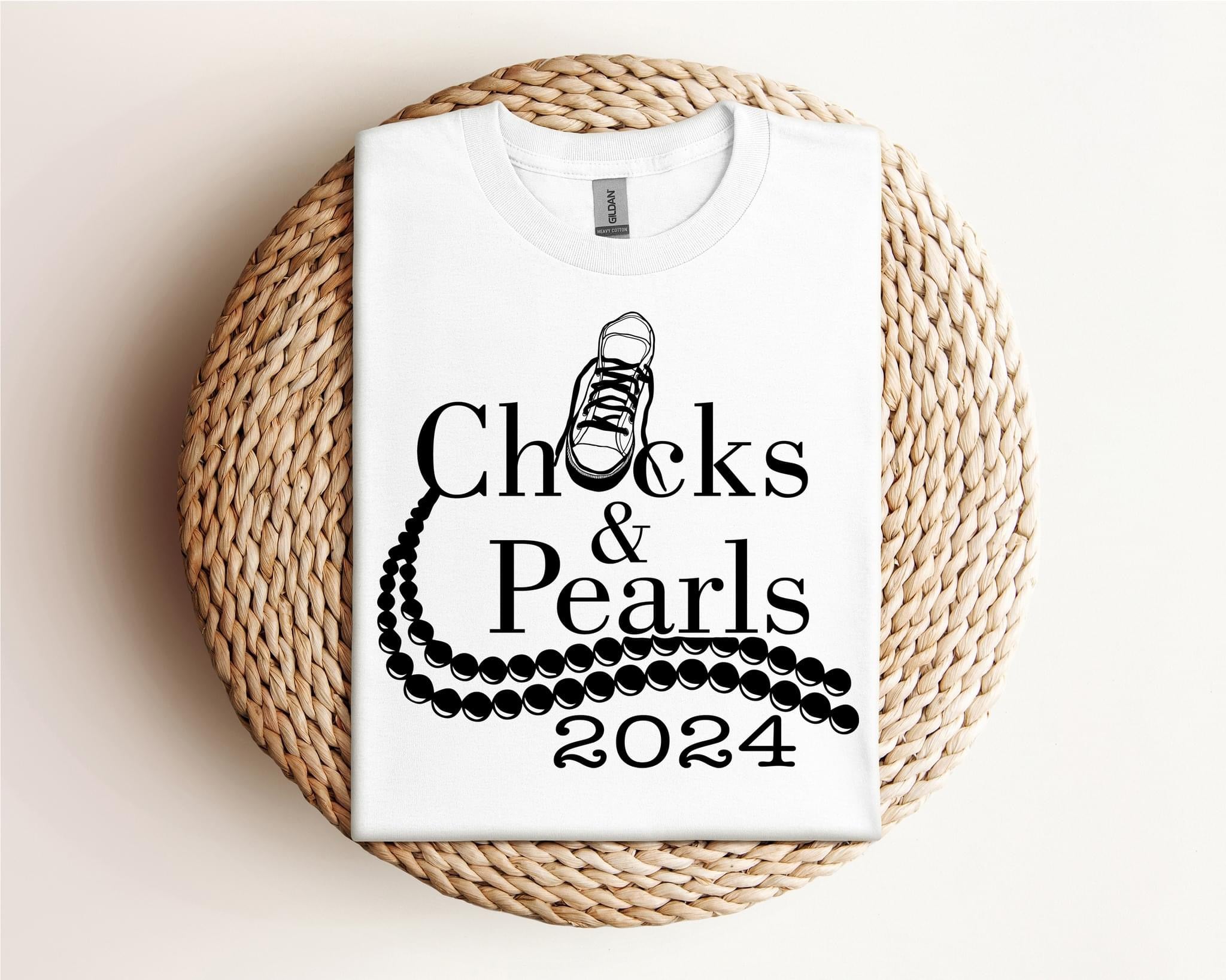 Chucks and Pearls Black Graphic T shirt-Graphic T-Stay Foxy Boutique, Florissant, Missouri