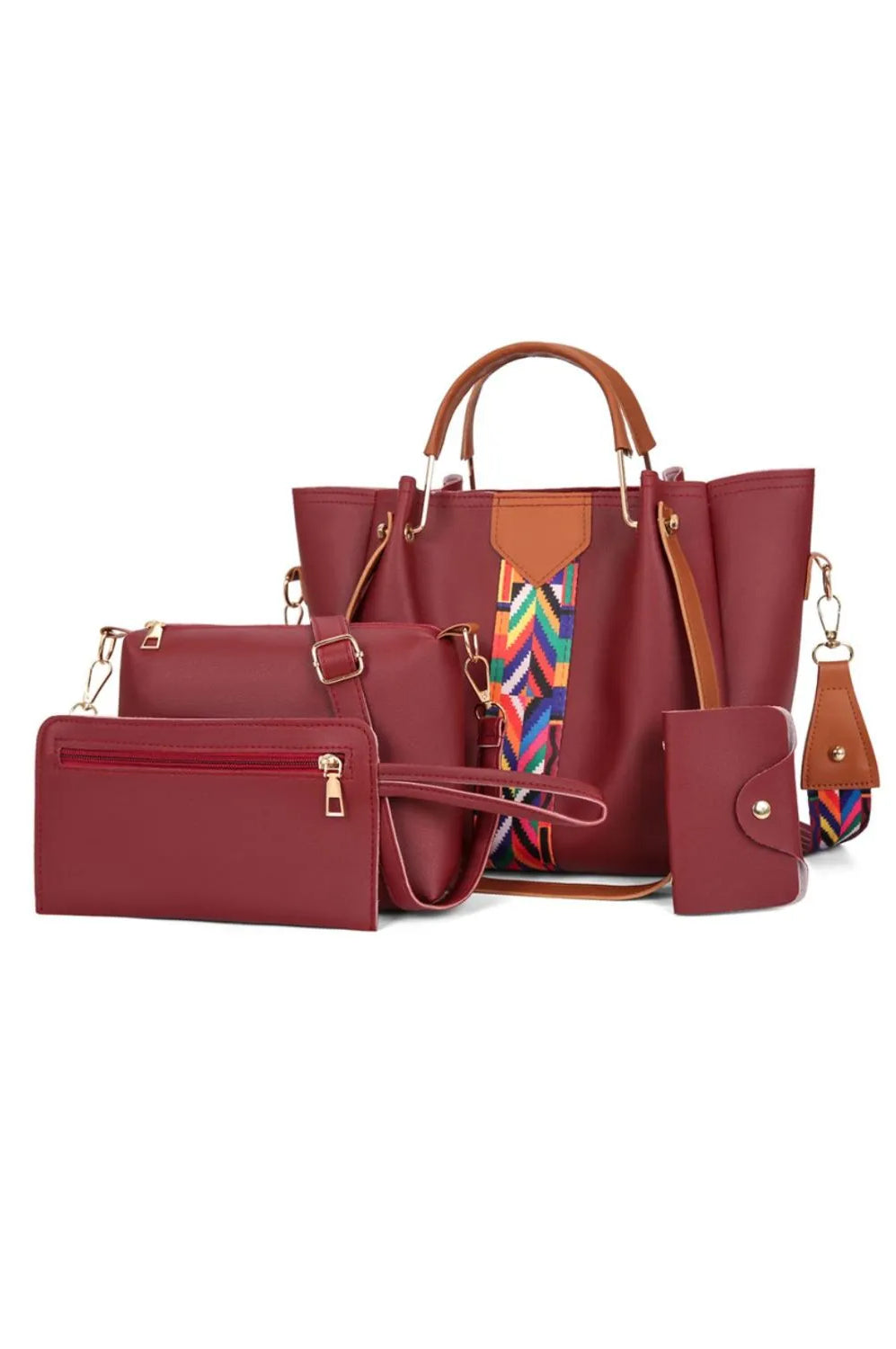 4-Piece Geometric Strap Bag Set-Stay Foxy Boutique, Florissant, Missouri