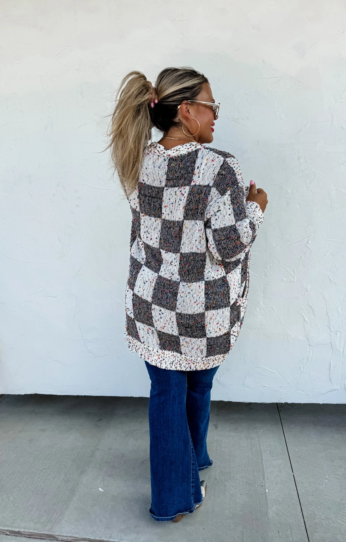 PREORDER: Checkered Miley Dot Cardigan in Four Colors-Womens-Stay Foxy Boutique, Florissant, Missouri