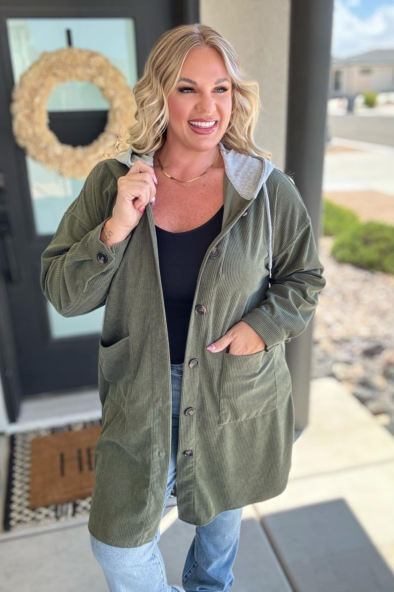 PREORDER: Hooded Corduroy Shacket in Two Colors-Womens-Stay Foxy Boutique, Florissant, Missouri