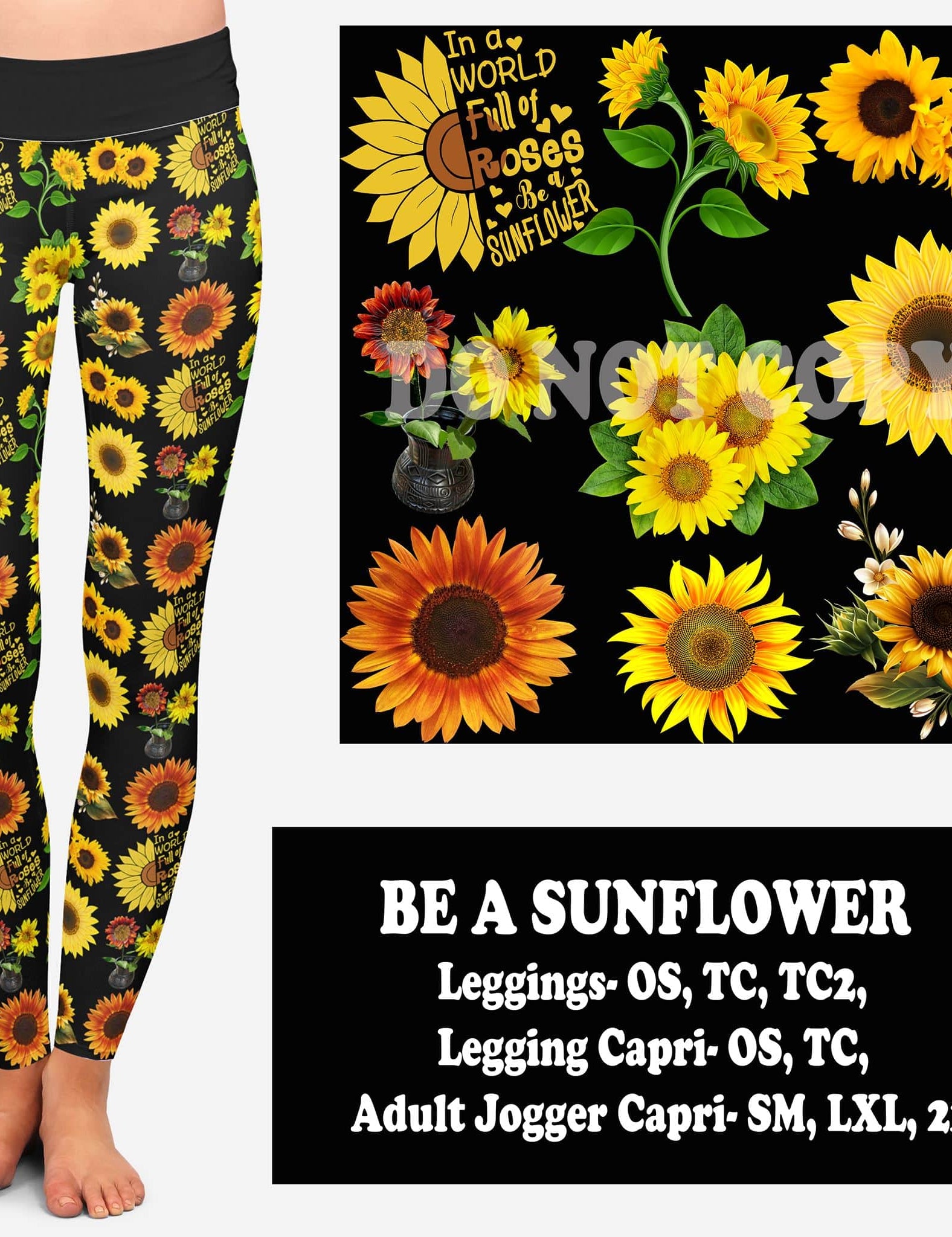 BE A SUNFLOWER (LEGGINGS, CAPRI, JOGGER CAPRI)-Stay Foxy Boutique, Florissant, Missouri