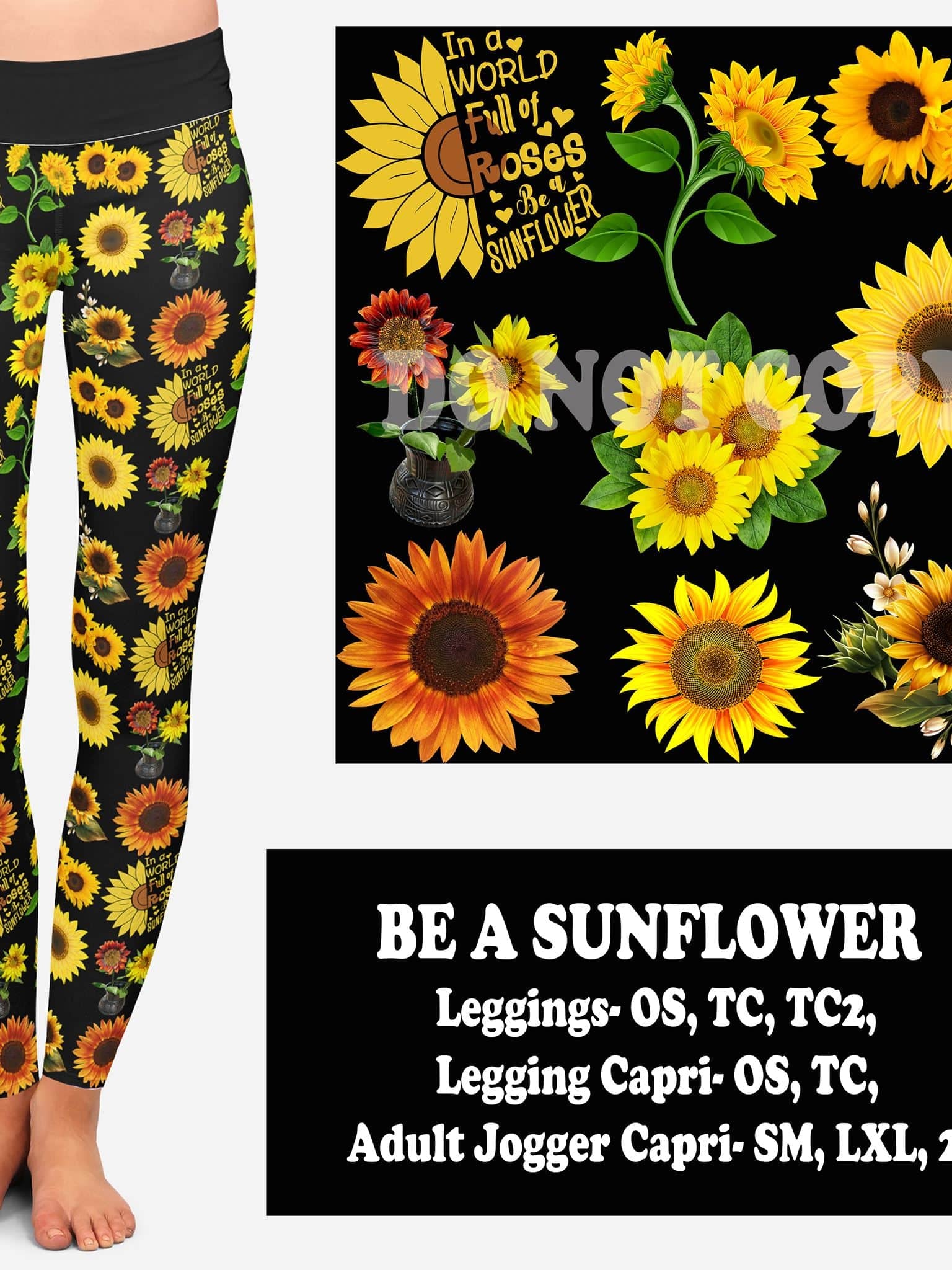 BE A SUNFLOWER (LEGGINGS, CAPRI, JOGGER CAPRI)-Stay Foxy Boutique, Florissant, Missouri