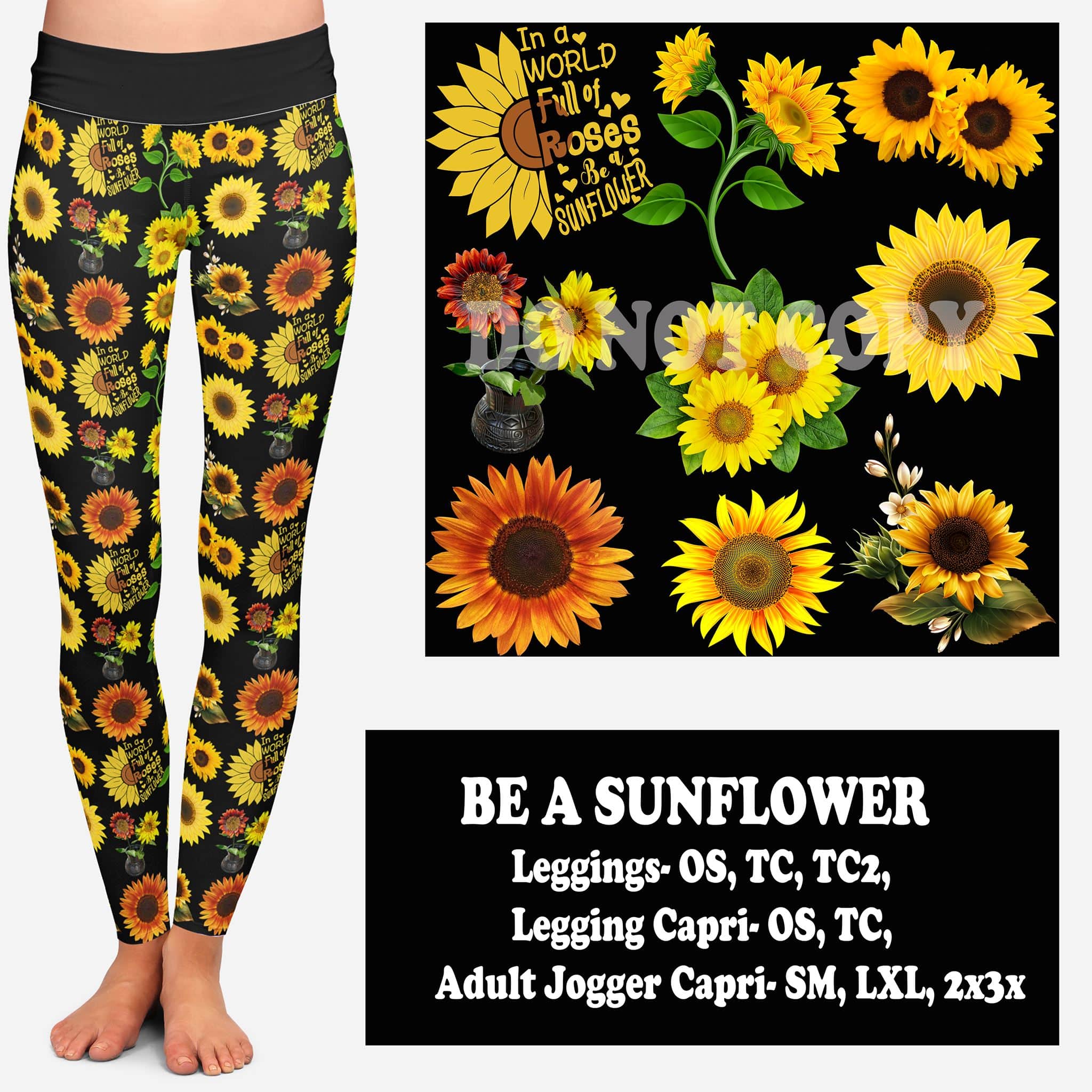 BE A SUNFLOWER (LEGGINGS, CAPRI, JOGGER CAPRI)-Stay Foxy Boutique, Florissant, Missouri