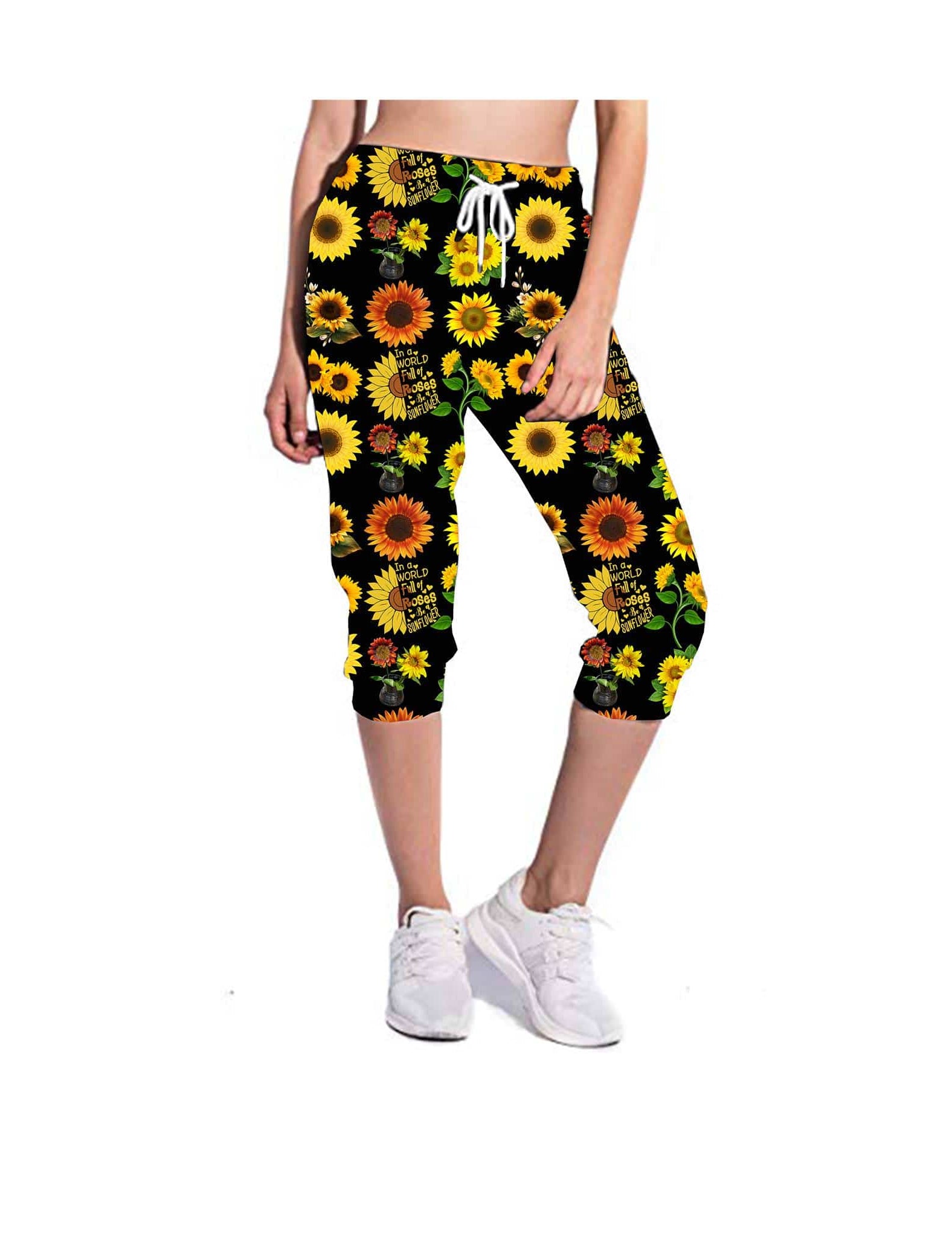 BE A SUNFLOWER (LEGGINGS, CAPRI, JOGGER CAPRI)-Stay Foxy Boutique, Florissant, Missouri
