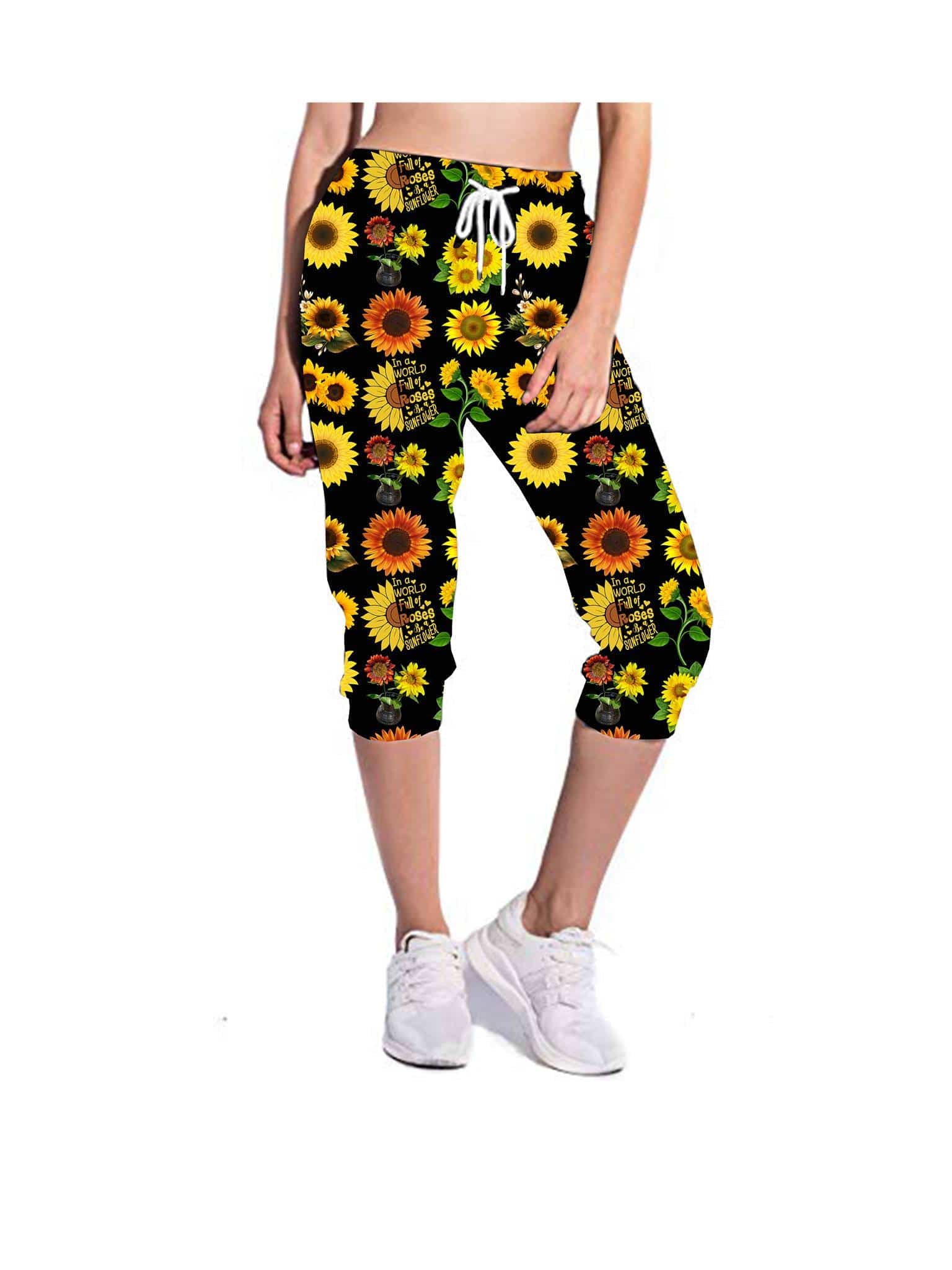 BE A SUNFLOWER (LEGGINGS, CAPRI, JOGGER CAPRI)-Stay Foxy Boutique, Florissant, Missouri