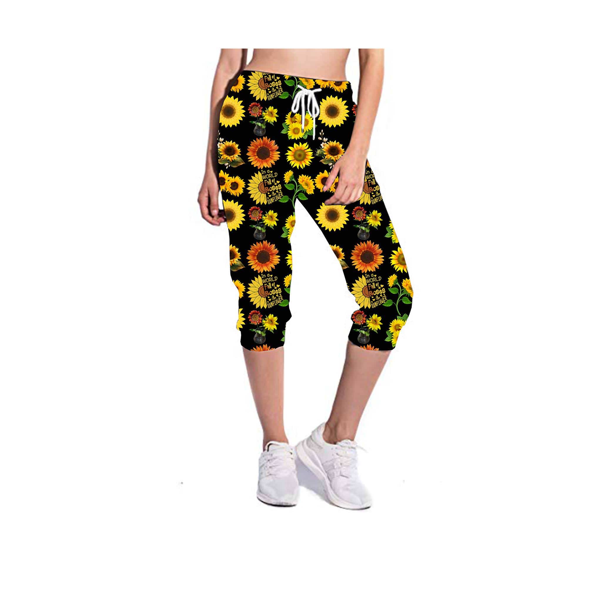 BE A SUNFLOWER (LEGGINGS, CAPRI, JOGGER CAPRI)-Stay Foxy Boutique, Florissant, Missouri