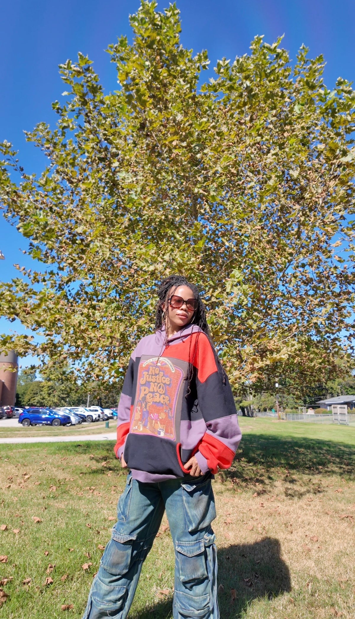 No Justice Patchwork Hoodie | STAY Bold 2 Scoops-Stay Foxy Boutique, Florissant, Missouri
