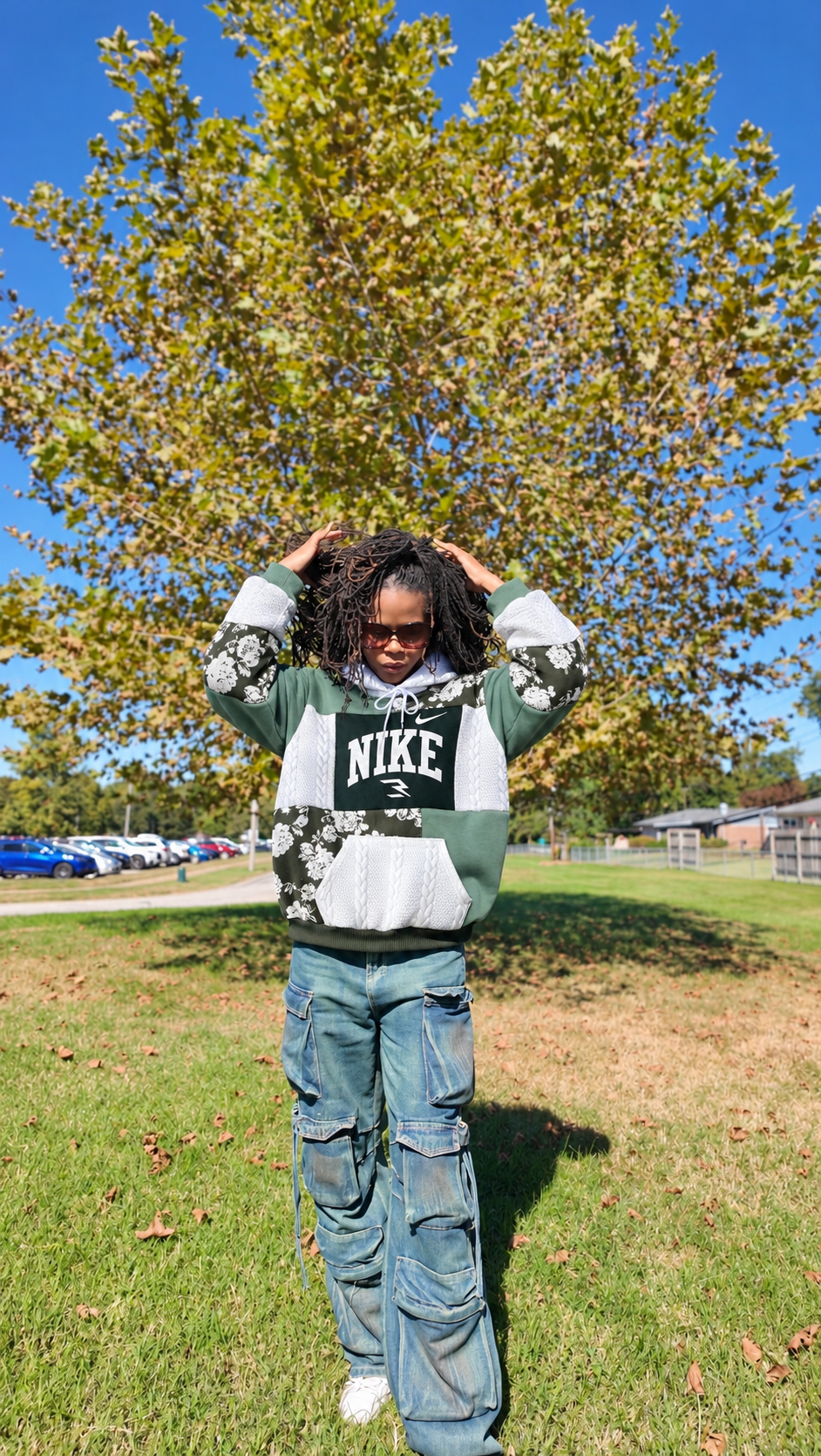 Fall Green Patchwork Hoodie | STAY Bold 3 Scoops-Stay Foxy Boutique, Florissant, Missouri