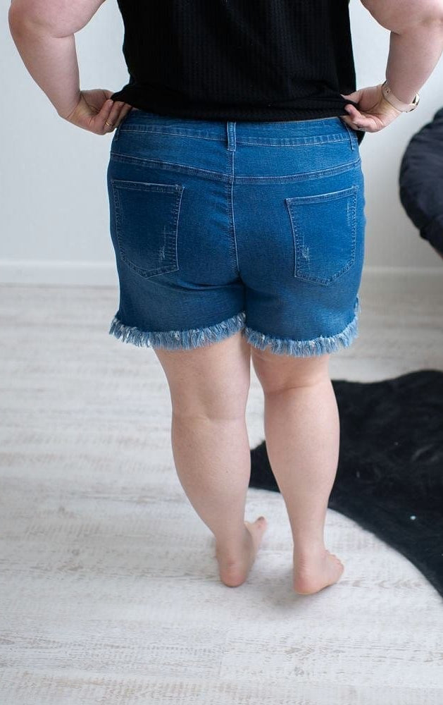 DISTRESSED STRETCH JEAN SHORTS-Stay Foxy Boutique, Florissant, Missouri