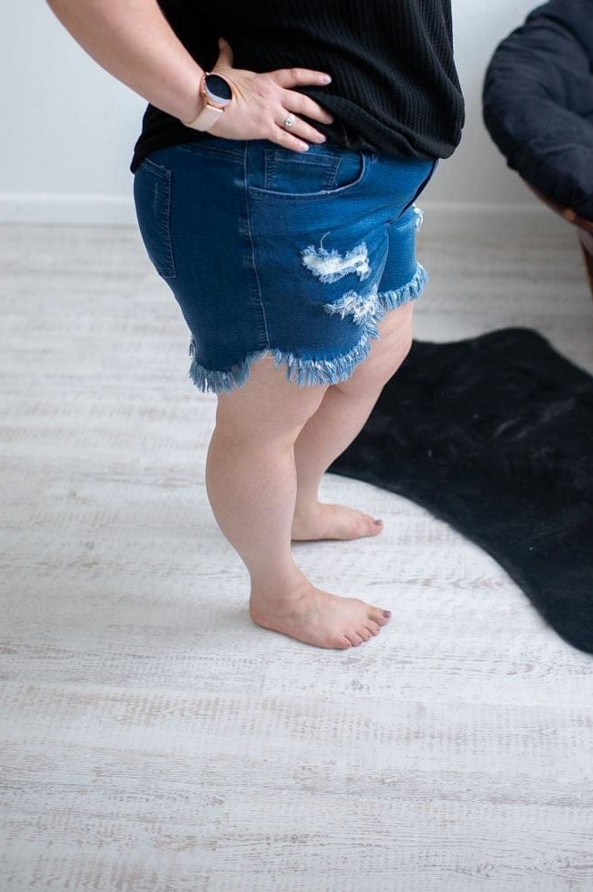 DISTRESSED STRETCH JEAN SHORTS-Stay Foxy Boutique, Florissant, Missouri