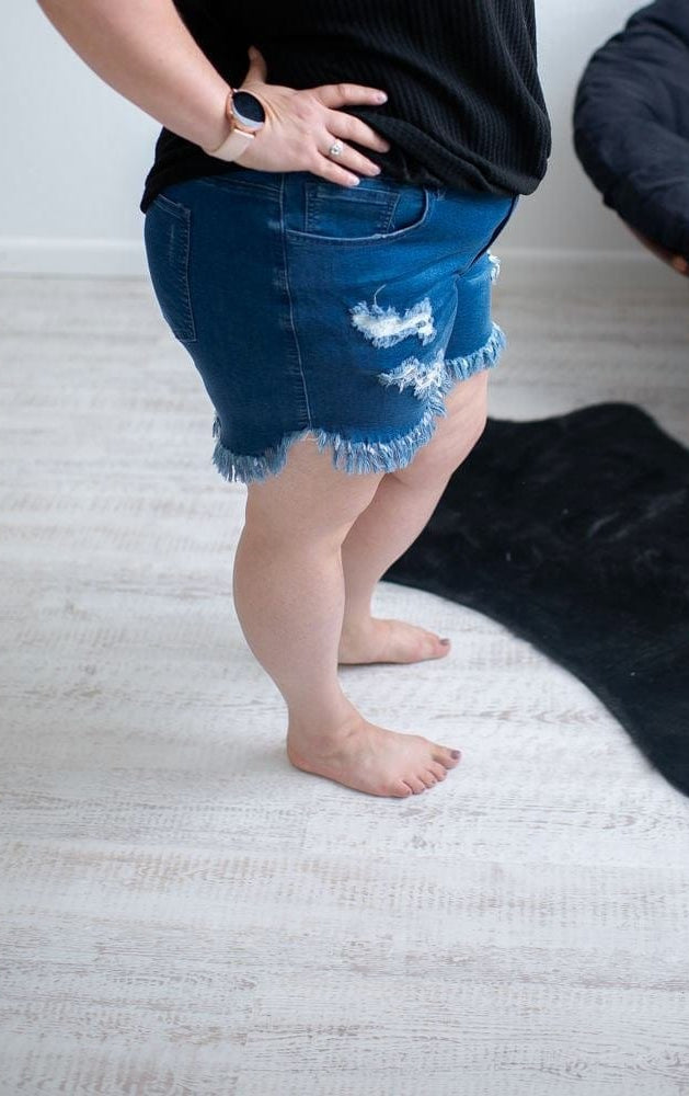 DISTRESSED STRETCH JEAN SHORTS-Stay Foxy Boutique, Florissant, Missouri