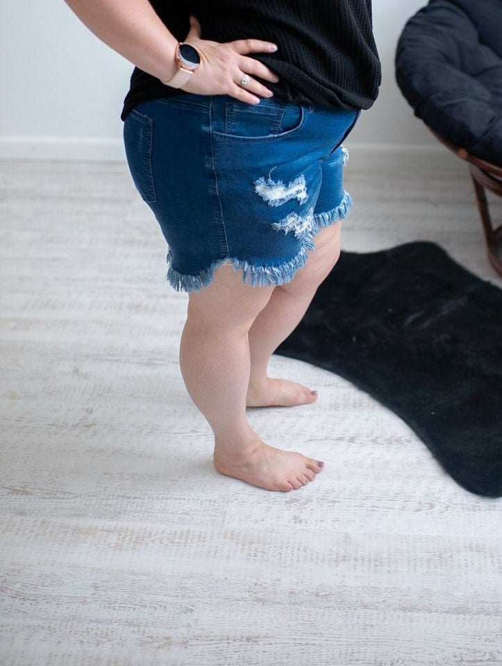 DISTRESSED STRETCH JEAN SHORTS-Stay Foxy Boutique, Florissant, Missouri