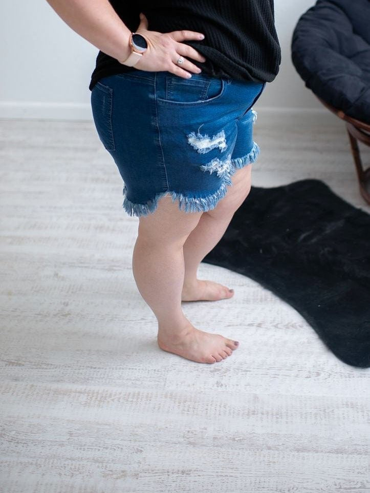 DISTRESSED STRETCH JEAN SHORTS-Stay Foxy Boutique, Florissant, Missouri