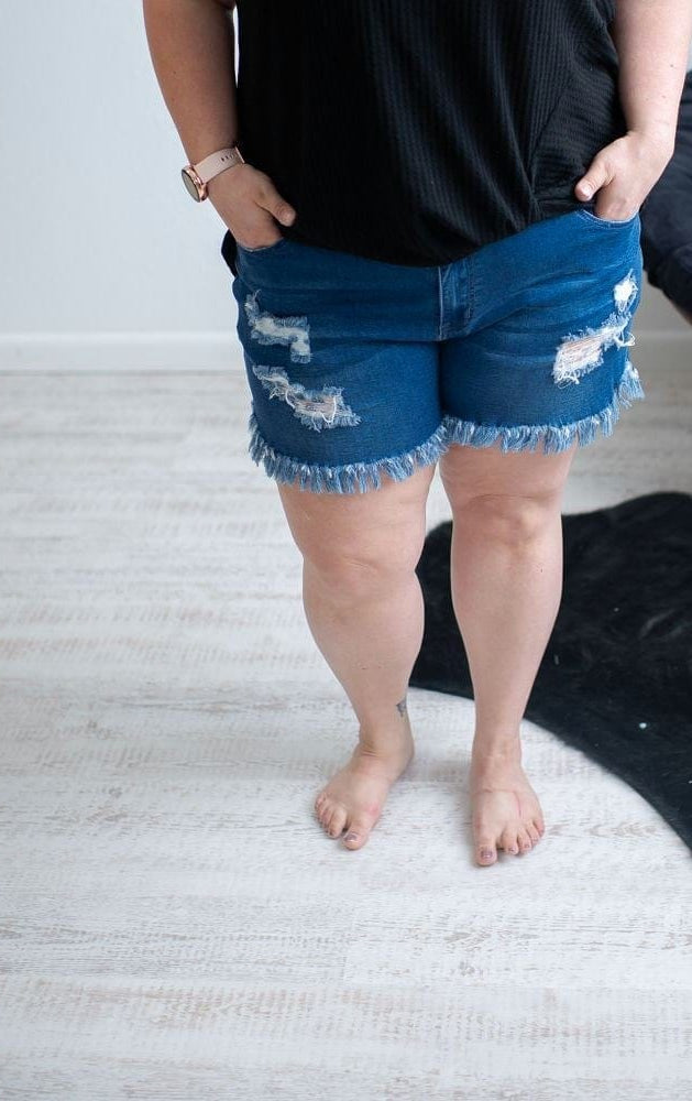 DISTRESSED STRETCH JEAN SHORTS-Stay Foxy Boutique, Florissant, Missouri