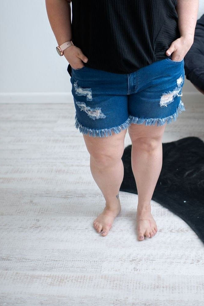 DISTRESSED STRETCH JEAN SHORTS-Stay Foxy Boutique, Florissant, Missouri