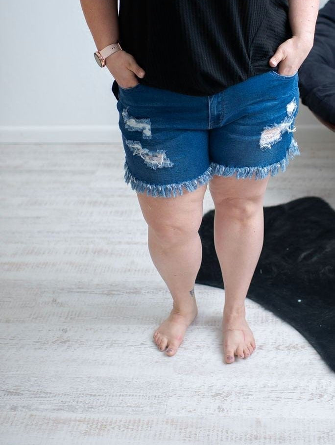 DISTRESSED STRETCH JEAN SHORTS-Stay Foxy Boutique, Florissant, Missouri