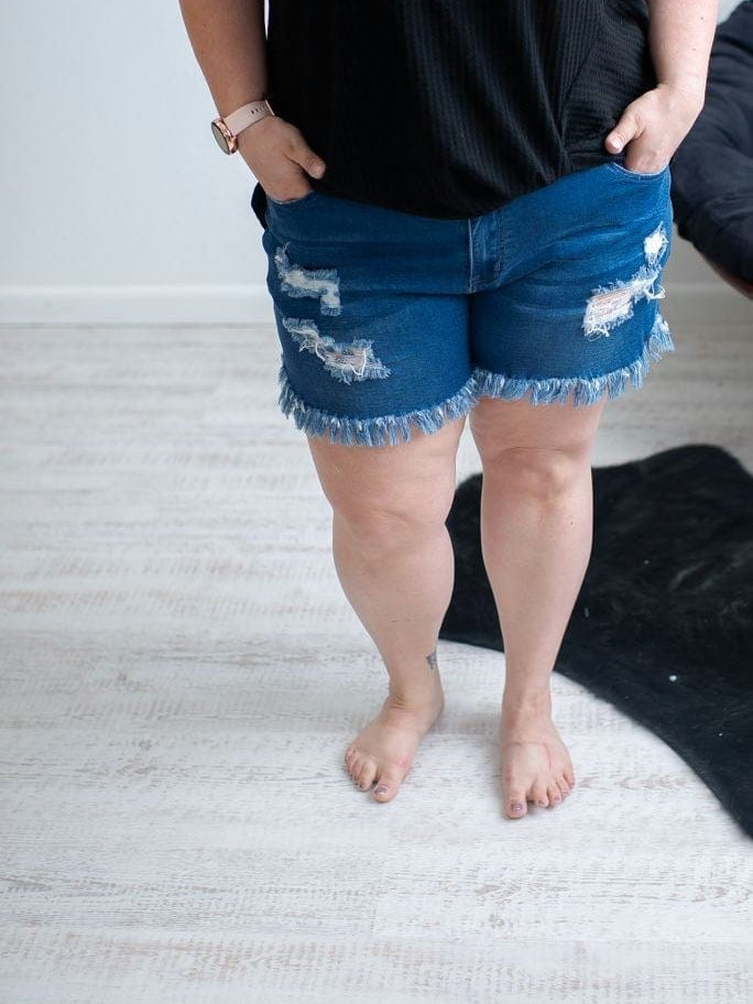 DISTRESSED STRETCH JEAN SHORTS-Stay Foxy Boutique, Florissant, Missouri