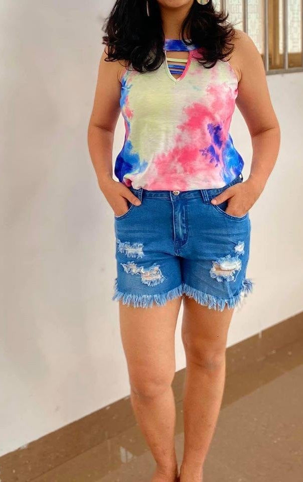 DISTRESSED STRETCH JEAN SHORTS-Stay Foxy Boutique, Florissant, Missouri
