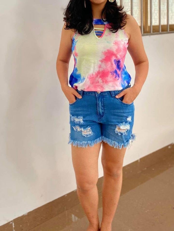 DISTRESSED STRETCH JEAN SHORTS-Stay Foxy Boutique, Florissant, Missouri