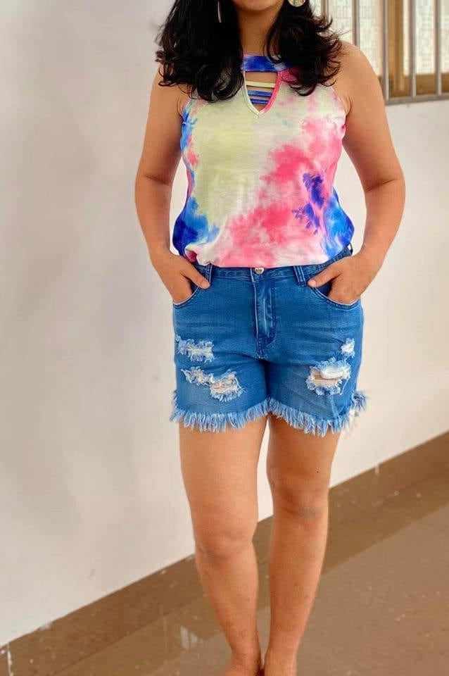 DISTRESSED STRETCH JEAN SHORTS-Stay Foxy Boutique, Florissant, Missouri