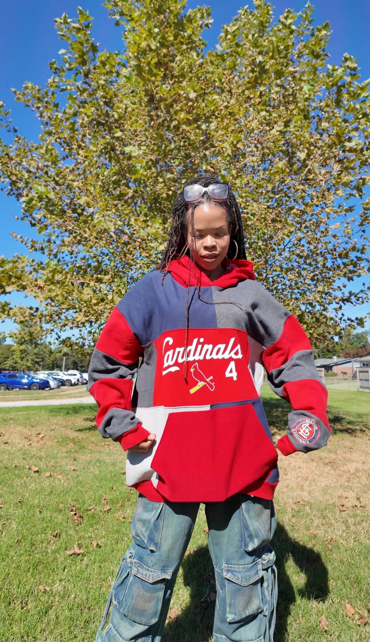 Cardinals Patchwork Hoodie | STAY Bold 3 Scoops-Stay Foxy Boutique, Florissant, Missouri