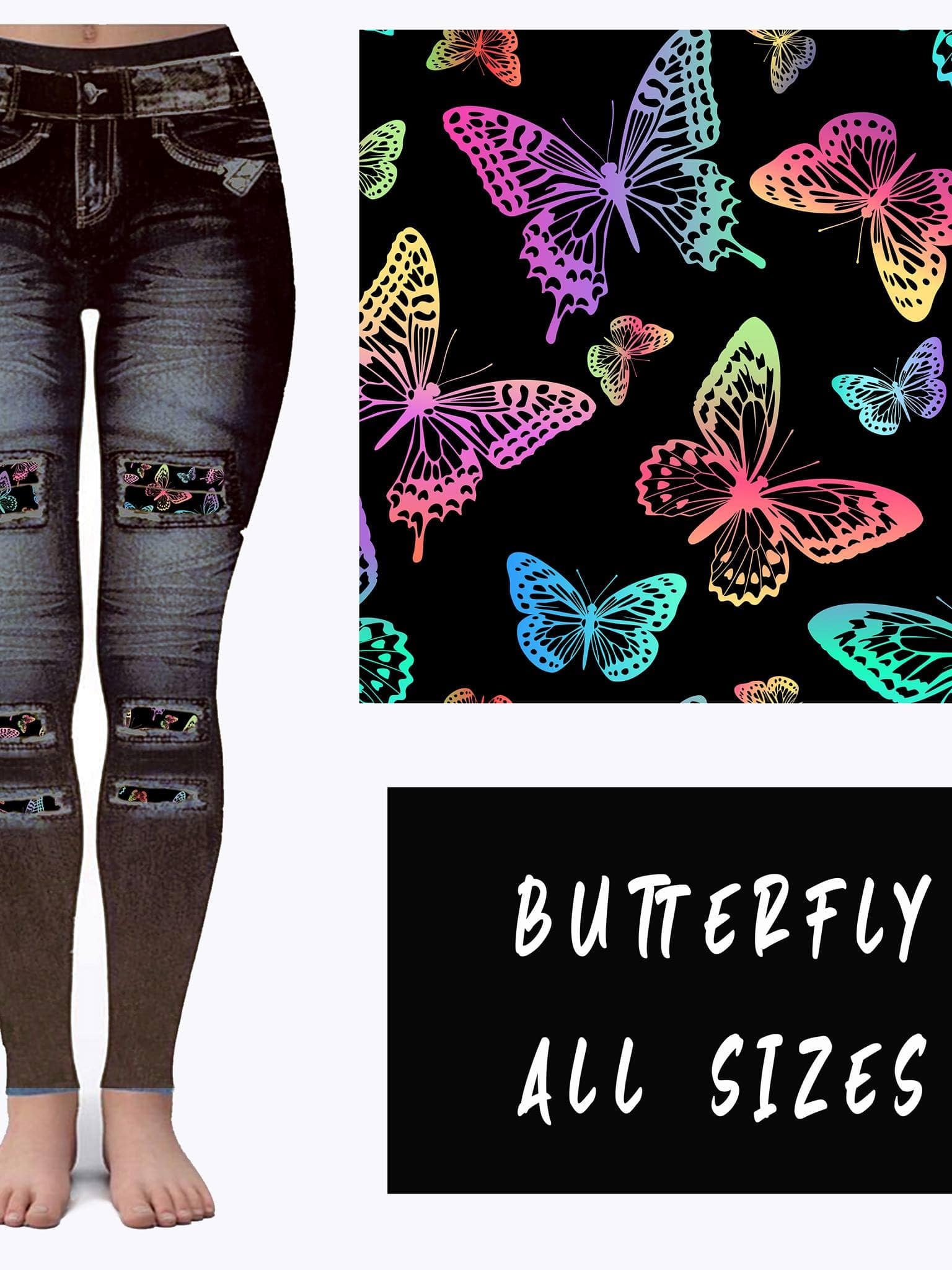 LEGGING JEAN RUN-BUTTERFLY (ACTIVE BACK POCKETS)-Stay Foxy Boutique, Florissant, Missouri