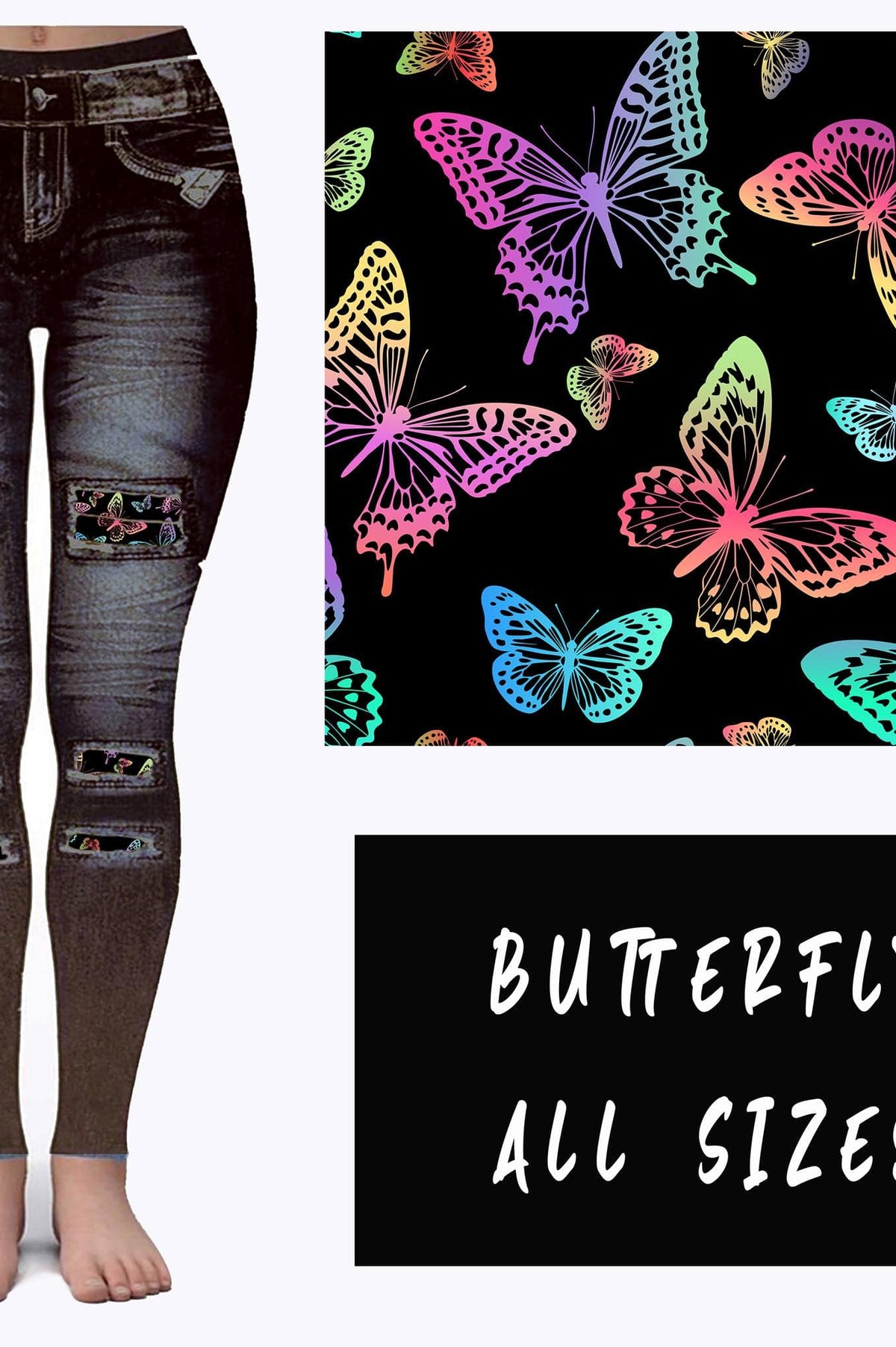 LEGGING JEAN RUN-BUTTERFLY (ACTIVE BACK POCKETS)-Stay Foxy Boutique, Florissant, Missouri