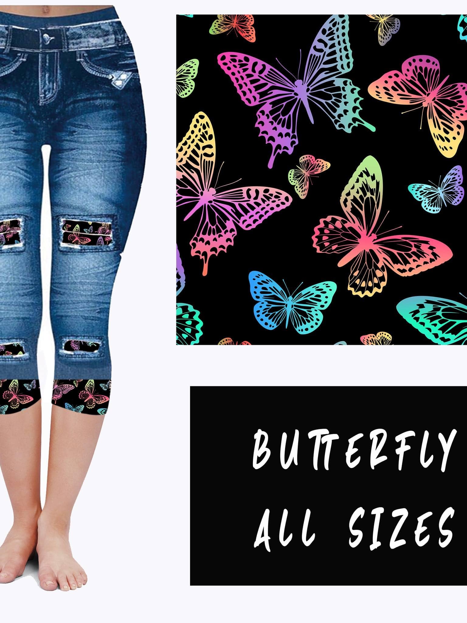 LEGGING JEAN RUN-BUTTERFLY (ACTIVE BACK POCKETS)-Stay Foxy Boutique, Florissant, Missouri
