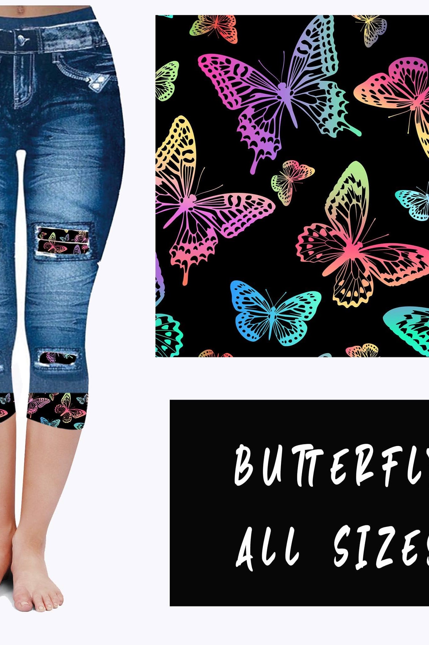 LEGGING JEAN RUN-BUTTERFLY (ACTIVE BACK POCKETS)-Stay Foxy Boutique, Florissant, Missouri