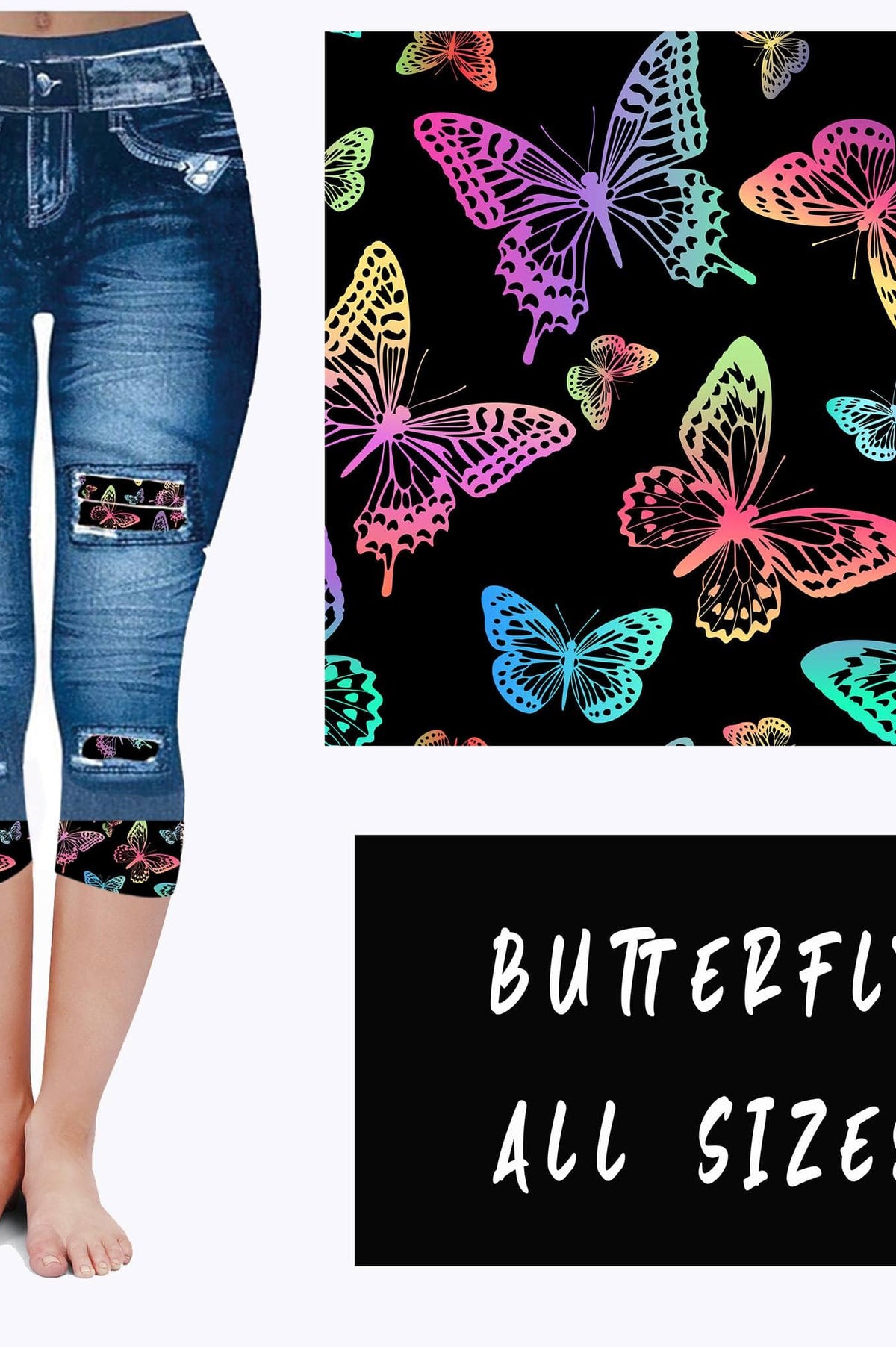 LEGGING JEAN RUN-BUTTERFLY (ACTIVE BACK POCKETS)-Stay Foxy Boutique, Florissant, Missouri