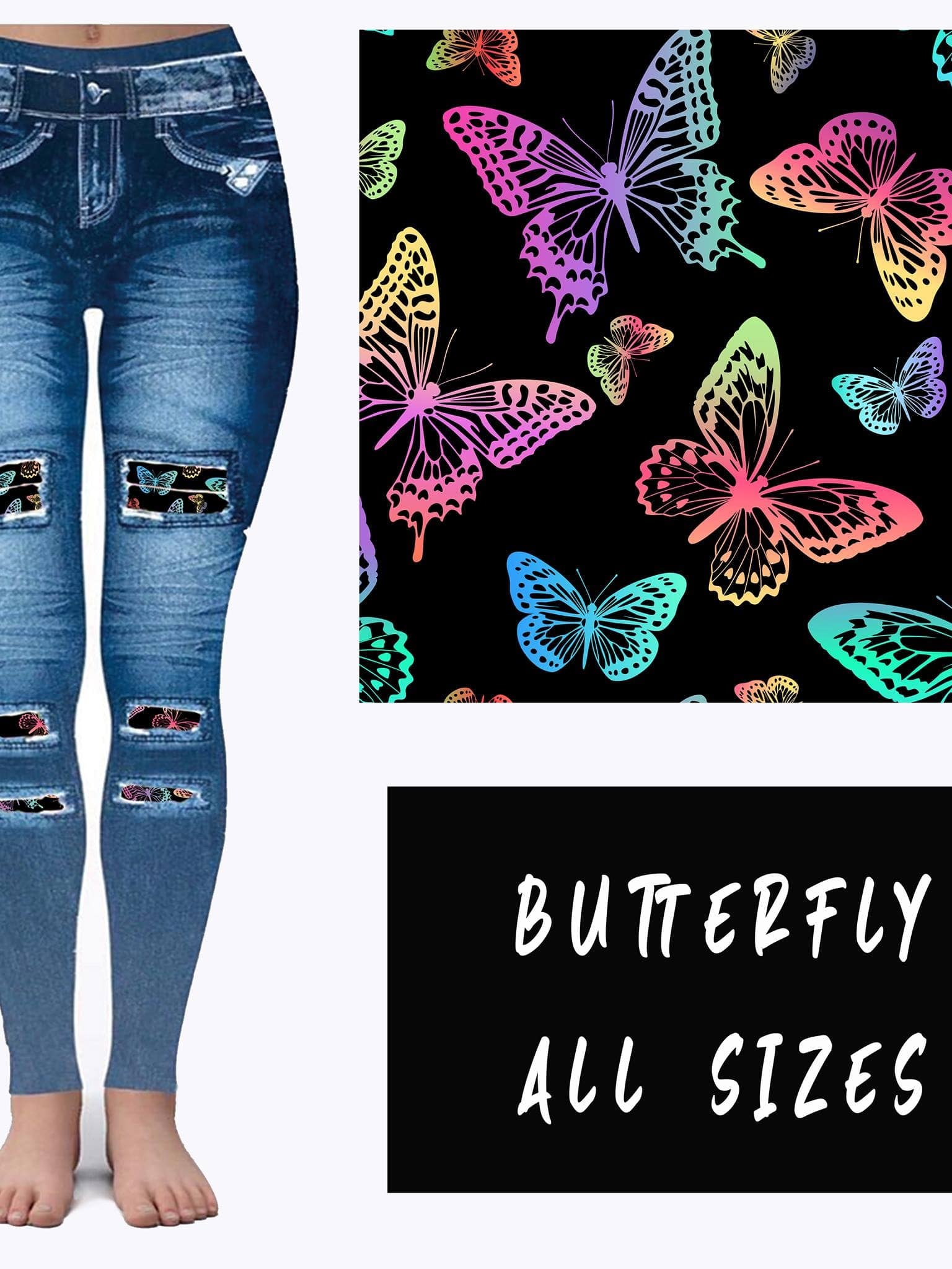 LEGGING JEAN RUN-BUTTERFLY (ACTIVE BACK POCKETS)-Stay Foxy Boutique, Florissant, Missouri