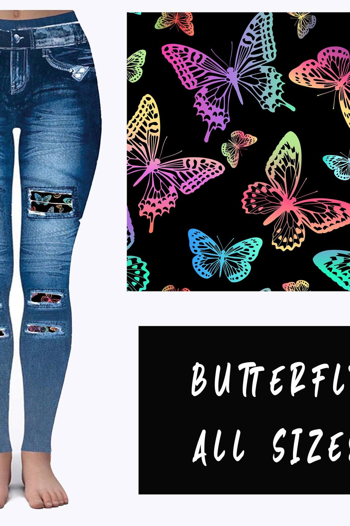 LEGGING JEAN RUN-BUTTERFLY (ACTIVE BACK POCKETS)-Stay Foxy Boutique, Florissant, Missouri