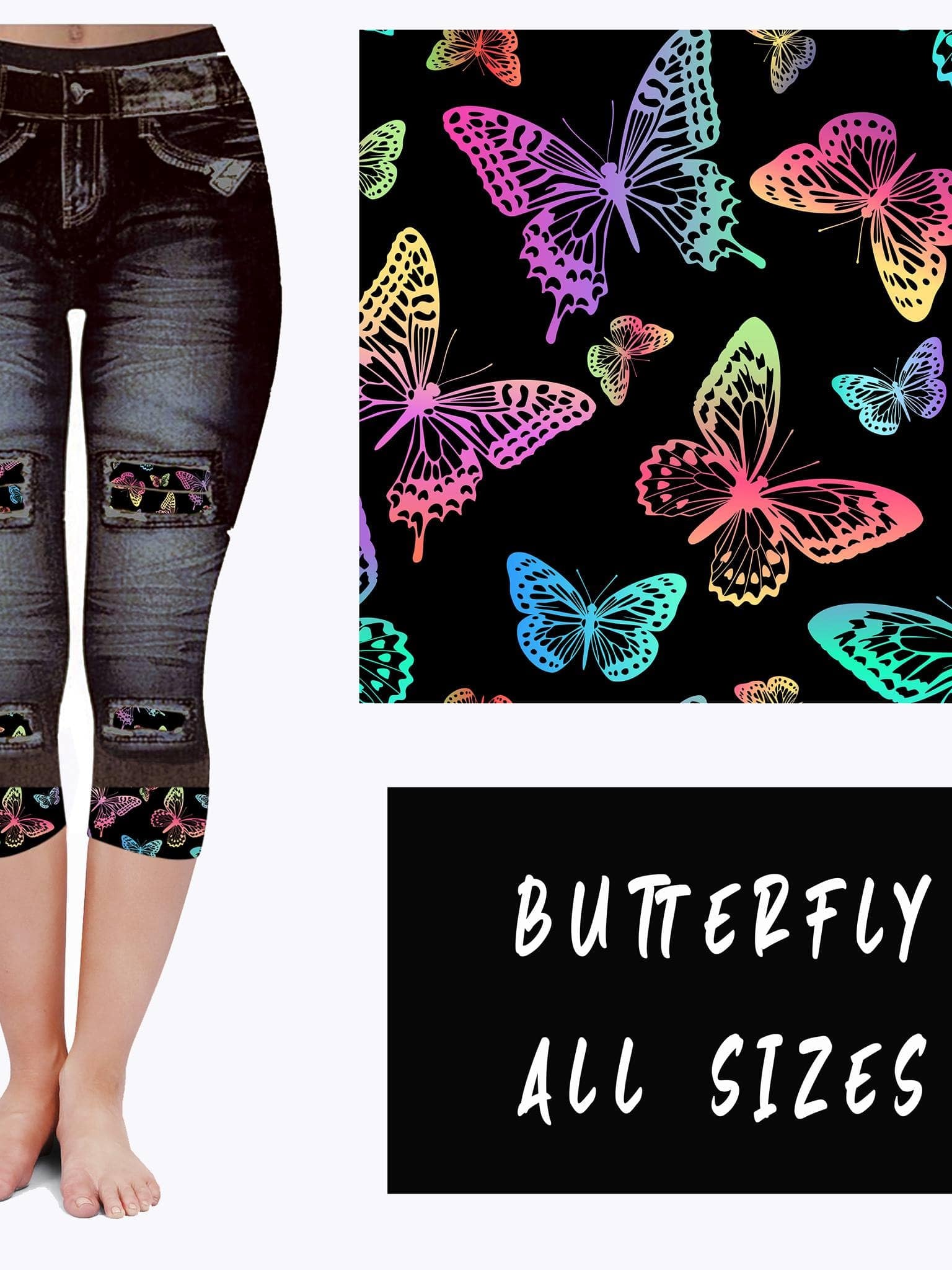 LEGGING JEAN RUN-BUTTERFLY (ACTIVE BACK POCKETS)-Stay Foxy Boutique, Florissant, Missouri