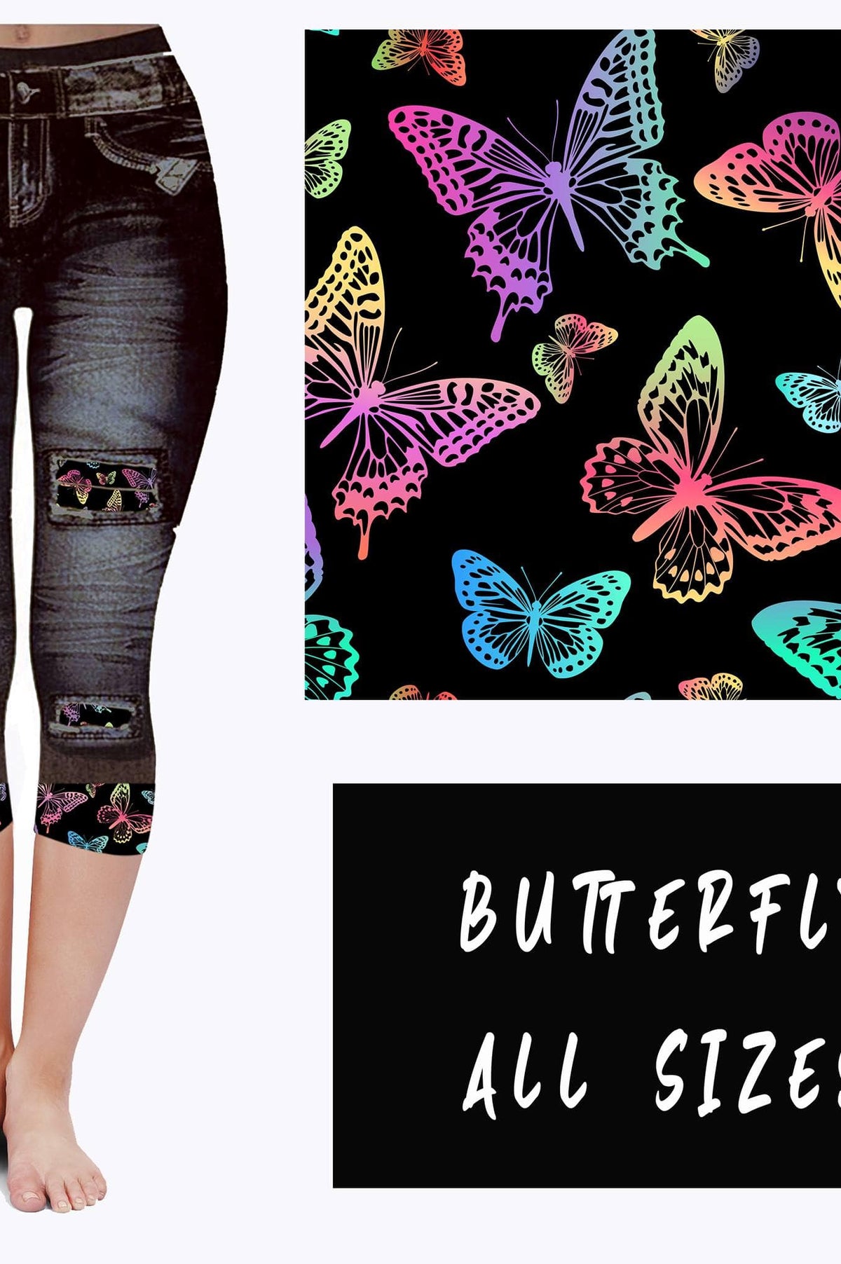 LEGGING JEAN RUN-BUTTERFLY (ACTIVE BACK POCKETS)-Stay Foxy Boutique, Florissant, Missouri