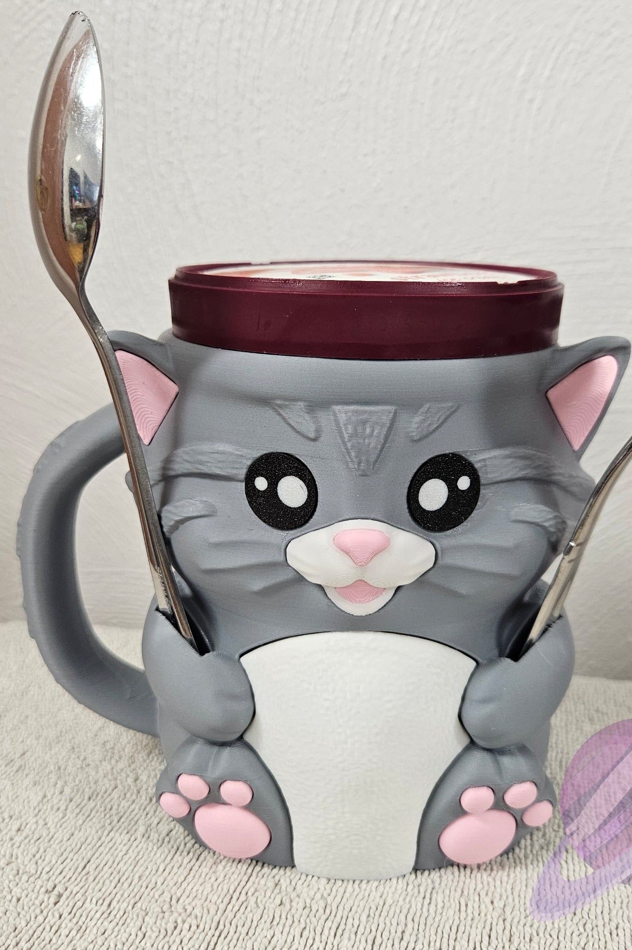 CUDDLES THE CAT- 3D PRINTED ICE CREAM PINT HOLDER-Stay Foxy Boutique, Florissant, Missouri