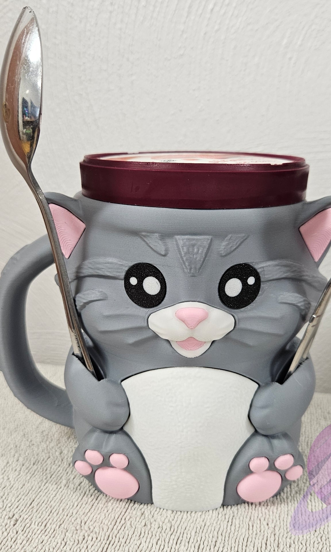 CUDDLES THE CAT- 3D PRINTED ICE CREAM PINT HOLDER-Stay Foxy Boutique, Florissant, Missouri