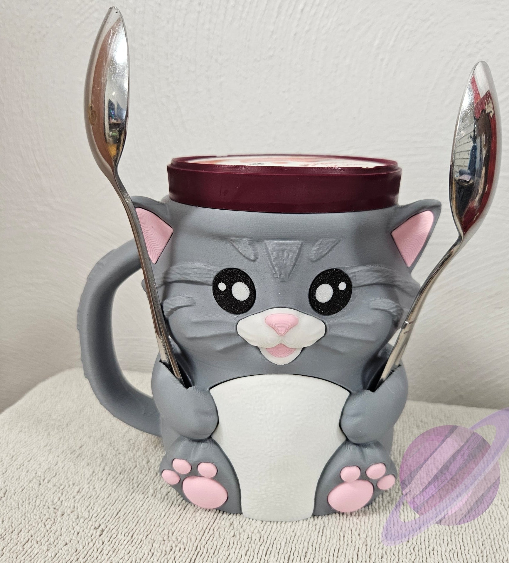 CUDDLES THE CAT- 3D PRINTED ICE CREAM PINT HOLDER-Stay Foxy Boutique, Florissant, Missouri