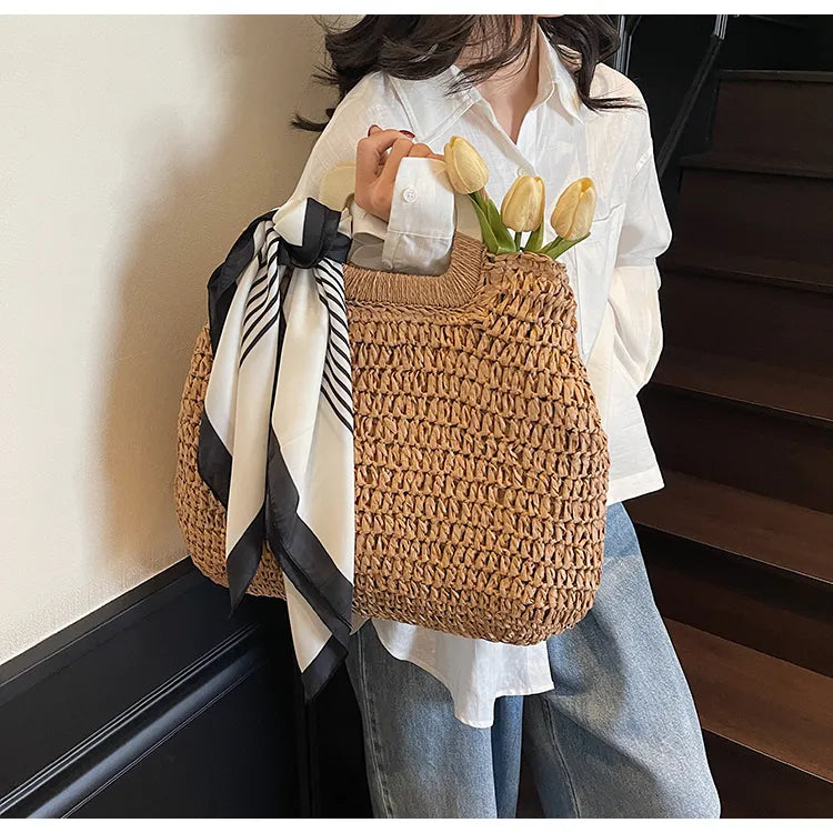 Straw Woven Handbag-Stay Foxy Boutique, Florissant, Missouri