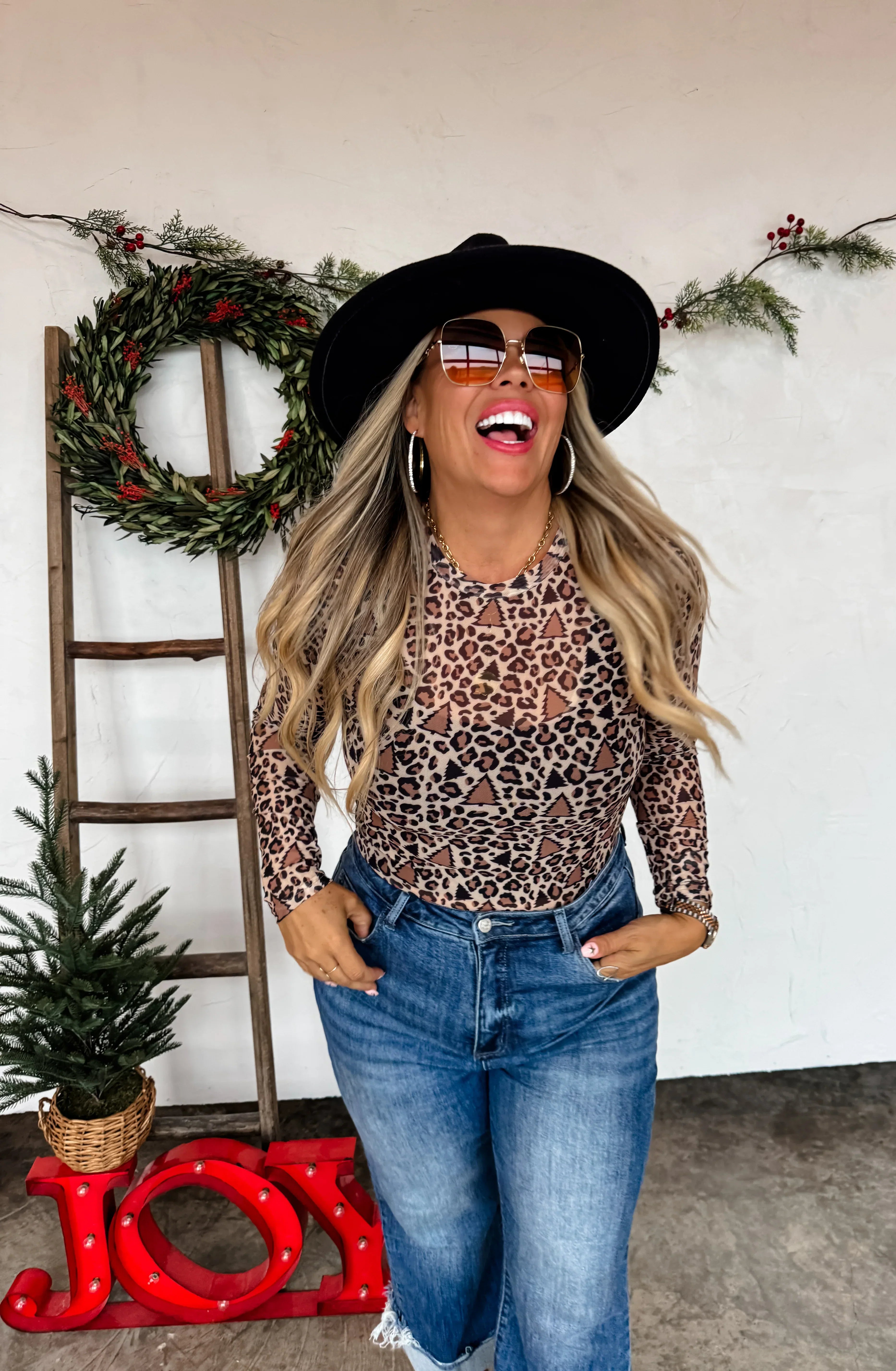 PREORDER: Christmas Printed Mesh Tops-Womens-Stay Foxy Boutique, Florissant, Missouri