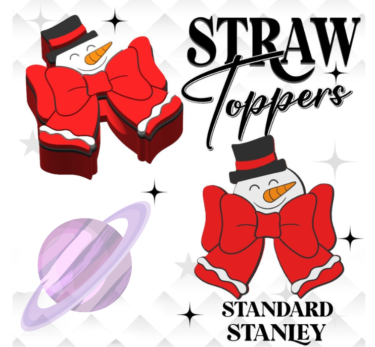 SNOWMAN BOW- 3D PRINTED STRAW CHARM-Stay Foxy Boutique, Florissant, Missouri