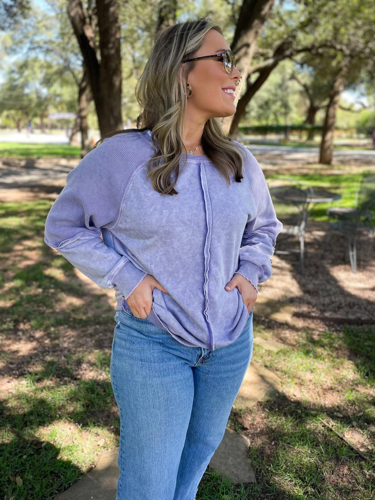 PREORDER: Best Selling Elliott Exposed Seam Sweatshirt in Five Colors-Womens-Stay Foxy Boutique, Florissant, Missouri