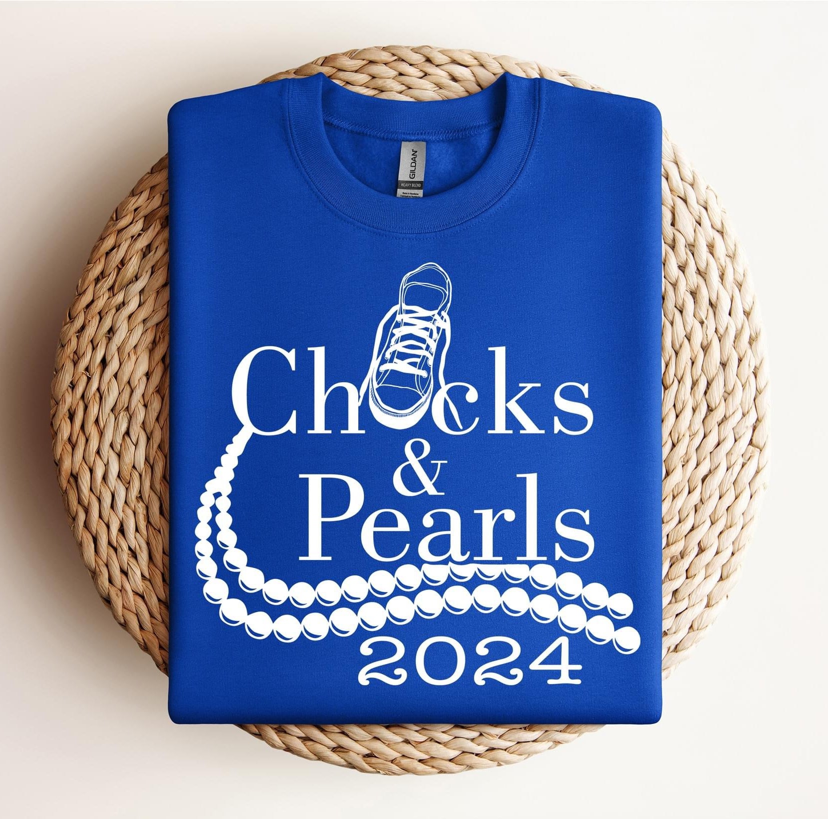 Chucks and Pearls White Graphic T shirt-Graphic T-Stay Foxy Boutique, Florissant, Missouri