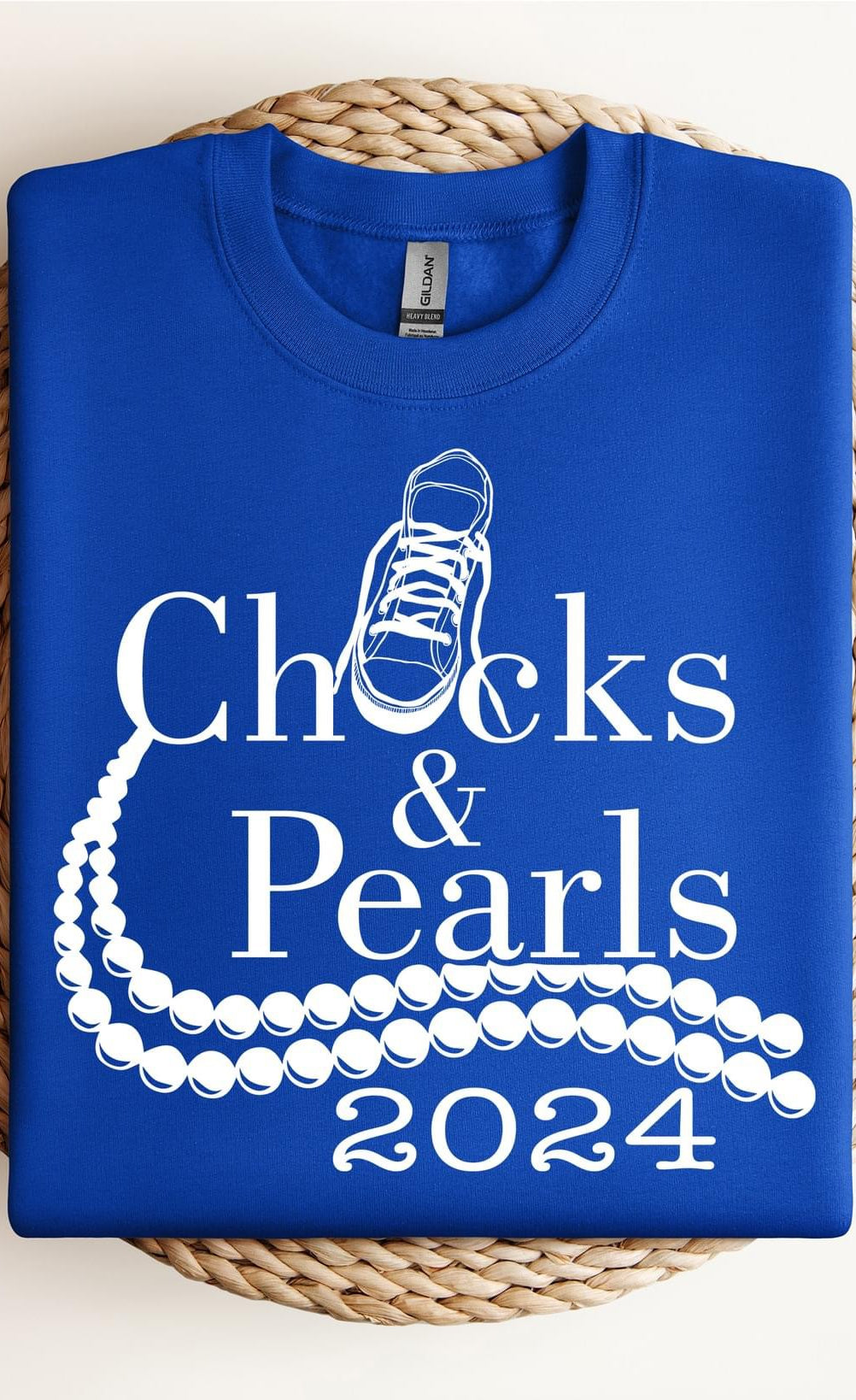 Chucks and Pearls White Graphic T shirt-Graphic T-Stay Foxy Boutique, Florissant, Missouri