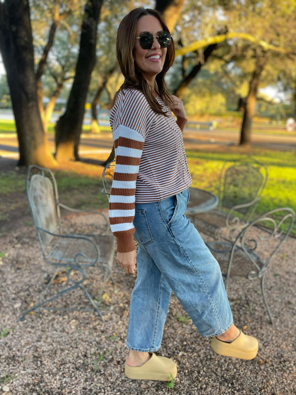 Aspen Striped Sleeve Sweater in Four Colors-Womens-Stay Foxy Boutique, Florissant, Missouri