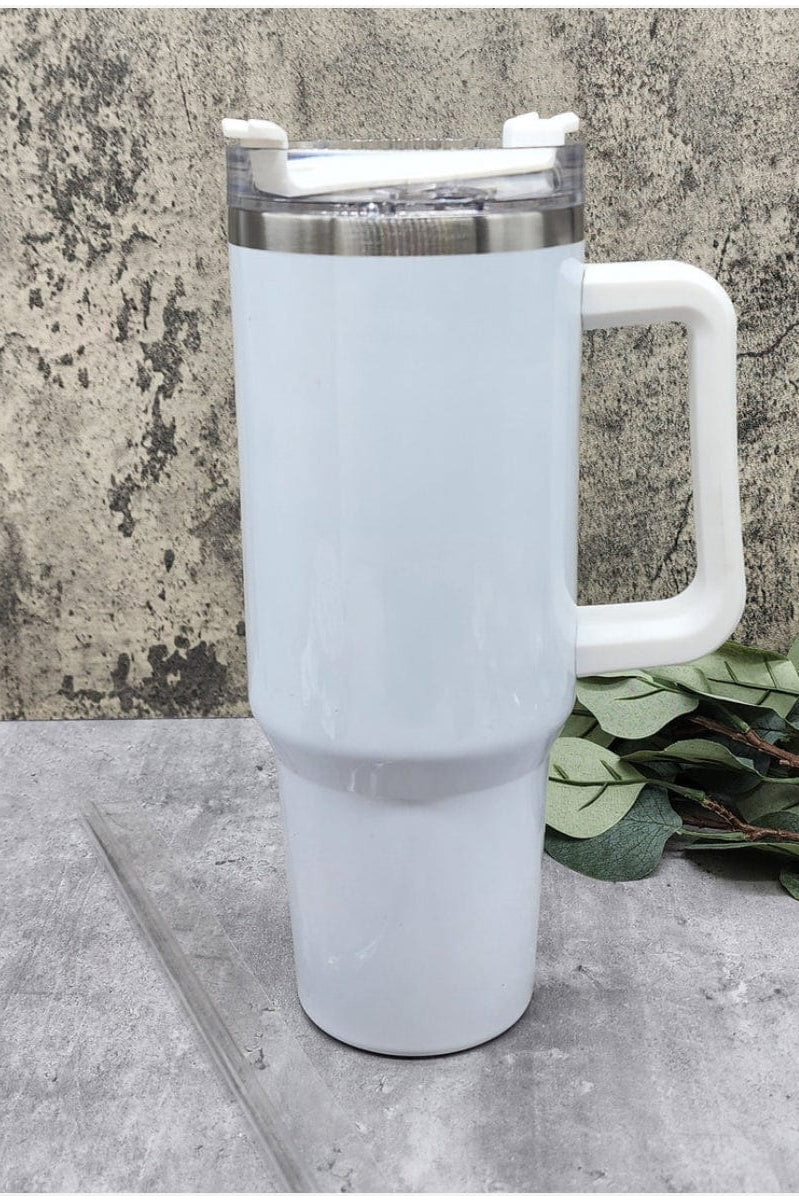 SOLID WHITE 40 oz Stainless Steel Tumbler-Womens-Stay Foxy Boutique, Florissant, Missouri