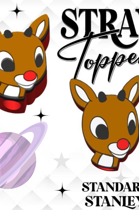 RED NOSE DEER- 3D PRINTED STRAW CHARM-Stay Foxy Boutique, Florissant, Missouri
